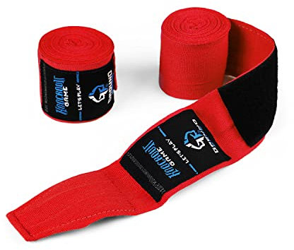 Ground Game Boxbandagen Herren 2,5 m Classic Rot | mit starkem Klettverschluss | Kampfsport Boxing Hand Wraps Boxen Muay Thai MMA Training