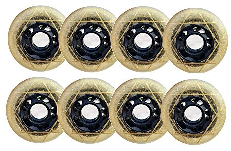 Inliner Skate Räder Indoor/Outdoor Rollschuh Räder 83A PU Verschleißfeste Gleiträder für Inline Eisschnelllauf oder Inline Hockey Ersatzräder, Metallic, 72 mm