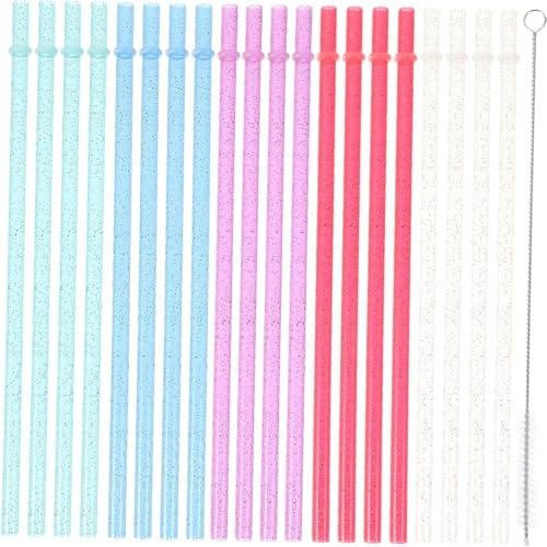 Alipis 25 Reutilizables, Coloridas y Largas, con Cepillo de Limpieza, Fáciles de Limpiar, para Fiesta y Bebidas Color Aleatorio