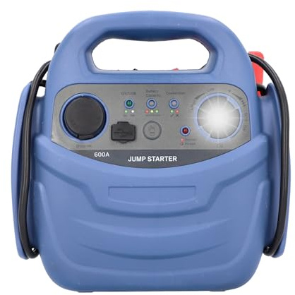 cartrend Energiestation Profi Lithium-Ionen mit Kompressor, Powerstation, für Diesel- und Benzinmotoren, integrierte LED-Arbeitsleuchte, blau, 1 Stück