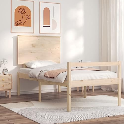 LLEZKBR Betten & Zubehör-Betten & Bettrahmen - Seniorenbett ohne Matratze 100x200 cm Massivholz