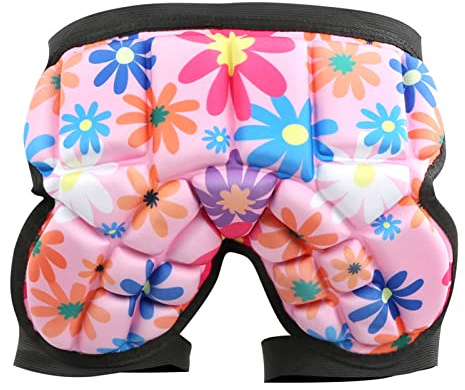 Oreilet Protection des Hanches pour Enfants, Pantalon rembourré Résistant aux Chocs, Respirant et Facile à Porter pour Ski, Roller, Vélo, Snowboard, et Protège Les Fesses (Rouge)