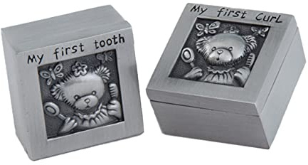LOLIPPYY Boîte à Dents de Lait Boîte de Rangement Métal Organisateur de Souvenirs en Alliage Argenté pour Suivi de Croissance Bébé pour Garçon et Filles