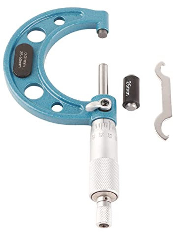 Micrometro esterno, micrometro machinista 0,01 mm Micrometro in acciaio inossibile Strumento di misurazione dello spessore di precisione elevata con chiave (25-50 mm)