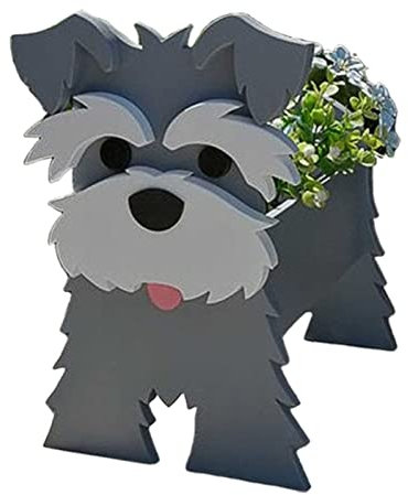 ZHANGXABN Maceta Schnauzer con Forma de Animal, Creativa, para Cactus, Ideal para el jardín (Negro, 37,5 x 36,5 cm) y el jardín (Gris, 37,5 x 36,5 cm).