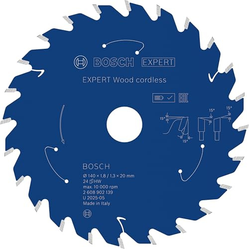 Bosch 1x Expert Wood Cordless Circular Saw Blade for Handheld Circular Saw | for Softwood, Hardwood, Ø 140 mm, Professional Accessory Hand-Held Cordless Circular Saws