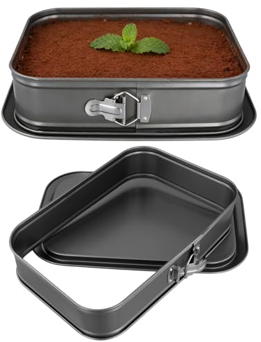 2 Stk. Backform Rechteckig,35,5x24cm,Springform Eckig, Antihaft | Große Kuchenform mit Abnehmbarem Boden, Auslaufsicher für Käsekuchen Tiramisu Brownie