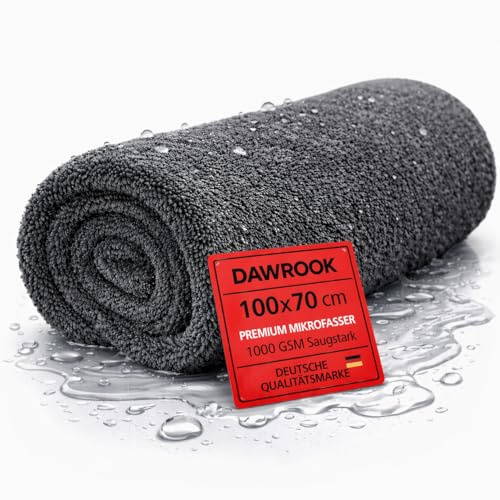 DAWROOK® Auto Trockentuch Extrem Saugstarkes Mikrofaser XXL 100 × 70 cm, 1000 GSM – Microfasertuch Auto zum Trocknen, Fusselfrei, Lackschonend, Twisted Loop für Auto, SUV, Motorrad & Wohnmobil