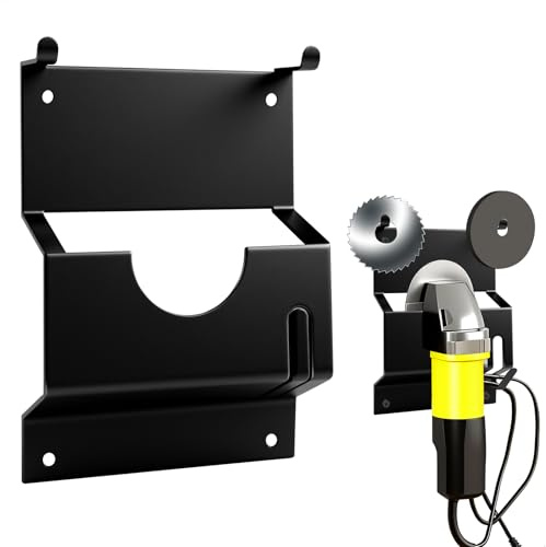 Wall Mount for Angle Grinder, Wall Mount Grinder Holder, Tool Holder, for Storing Angle Grinders, Abrasive Discs and Cutting Discs, Metal, Black