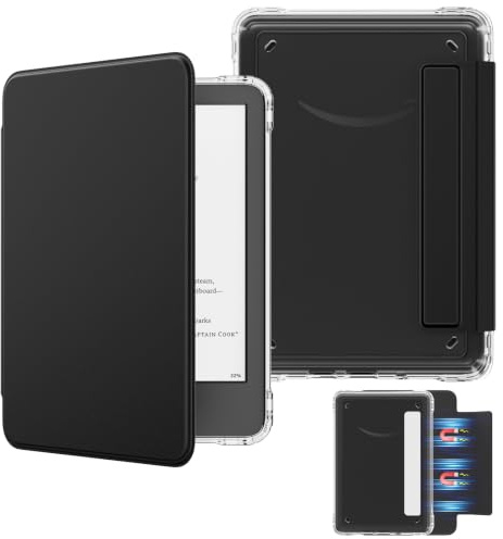 MoKo Magnetische Hülle für Kindle 11. Gen 2024/2022 6 Zoll, Denim Schwarz | Abnehmbar, Ultraklare Kratzfeste Abdeckung, Rückseite und Gehäuse, Auto Schlaf/Wach,wasserdicht