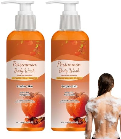 Persimmon Body Wash for Body Odors Control, Oil-control bodys wash, Moisturizing and Nourishing Bath Milk, Daily Deep Cleansing Shower Gel,Lasting Odors Control & 24h freshness Shower Gel. (2PCS)