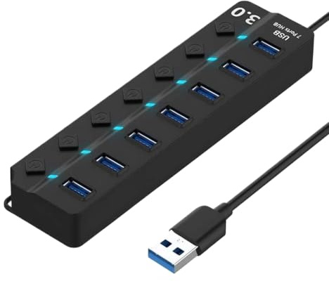 USB Hub 3.0 2.0 USB Splitter 7 IN 1 USB Adapter Multi Hub Independent Switch Dock Desktop Laptop Accessories 30cm