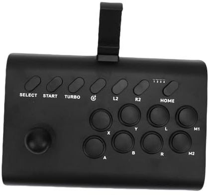 Zunate Consola de Juegos Fighting Stick, Joystick Retro con Sensación Sedosa y Movimiento Flexible, Teclas de Función Adhesivas Conductoras, con Soporte Estirable y Batería de 600 MAh,