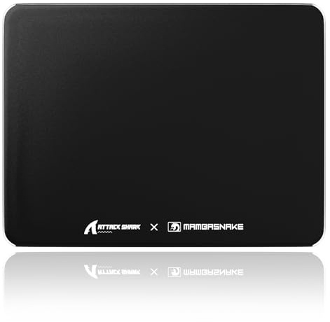 MAMBASNAKE x ATTACK SHARK CM05SE Glass Hard Gaming Mousepad,Nano-Micro-Etched Texture,Smooth Glass Surface,High Accuracy,Fast-Moving,Anti-Scratch, PU Leather Non-Slip Base, Small Size(410×310mm)