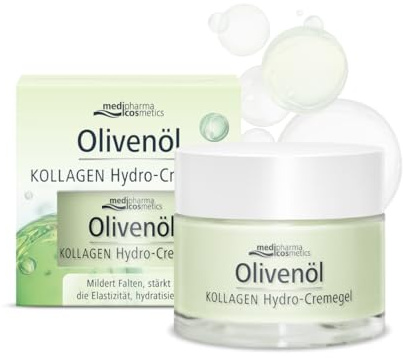 medipharma cosmetics Olivenöl Kollagen Hydro-Cremegel – Mit Niacinamid & Kollagen – Mildert Falten – Stärkt die Hautelastizität – Spendet intensive Feuchtigkeit