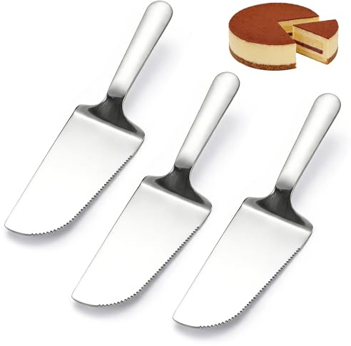 JIXLOUR - Espátula para tartas de acero inoxidable de 3 piezas - Herramienta de corte y servicio práctica para tartas, tartas, pizza y más (cocina, restaurantes y recepciones)