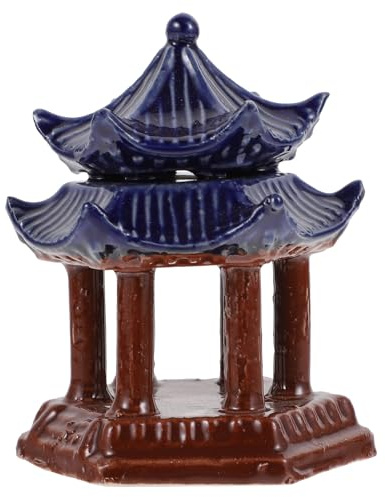 NUOBESTY Ornement de Paysage Céramique de Pavillon pour Aquarium et Décoration Intérieure, Modèle Micro-Paysager Japonerie Finition Lustrée, pour Aménagement de Bac à Poissons ou Terrarium