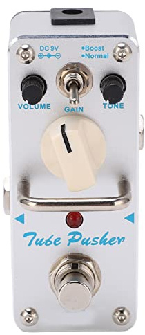 ZAWELIYO Overdrive Analog Effektpedal för Klassiska Toner Minipedal med Gain Control Silver Metal Body