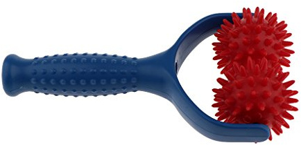 B Baosity Massagerolle Igelball mit 2 Massagebälle und Griff für Ganzkörper, Schulter, Bein, Fuß, Hand Muskel Entspannen Massagegerät Selbstmassagerolle - Blau-Rot