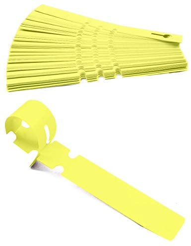 HomeTools.eu® - 100 Etichette per Piante con asola, Ideali per Piante, Alberi e cespugli, in plastica, Misura 21x2 cm, Resistenti alle intemperie, con asola per Il Fissaggio, Colore Giallo-
