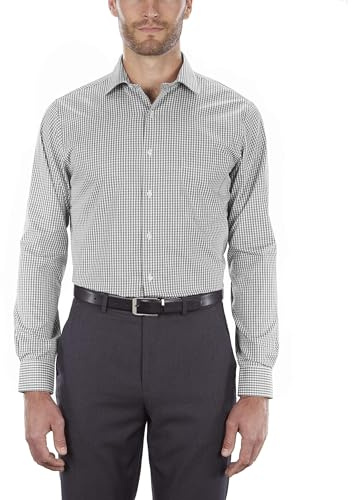 Van Heusen, Herrenhemd, Normale Passform, Flexkragen, kariert., Granit, 44 cm Hals 91 cm- 94 cm Ärmel