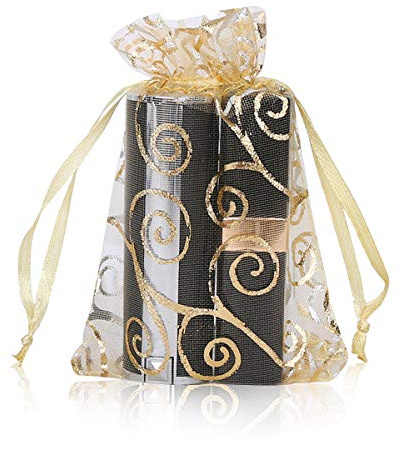 YFZYT 100 Stück Organzasäckchen 9x12cm Organzabeutel Schmuckbeutel Gold | Geschenkbeutel Säckchen zum Befüllen Geschenktüten mit Kordelzug für Hochzeit Geburtstag Halloween Weihnachten