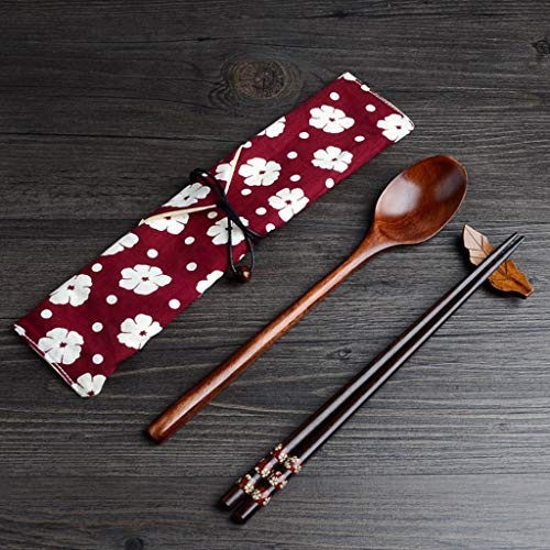 Essstäbchen Löffel Set Japanische Natur Chopsticks stäbchen aus umweltfreundlichem hölzernen Red