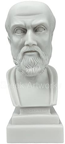 Hipócrates Padre de la Medicina Médico Busto Cabeza Escultura Mármol Fundido