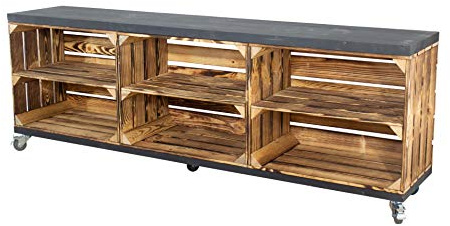 Vintage Möbel 24 GmbH Kommode aus Kisten und Bohlenbrettern auf Rollen, Regal, Raumtrenner in verschiedenen Größen (150x53x30cm)