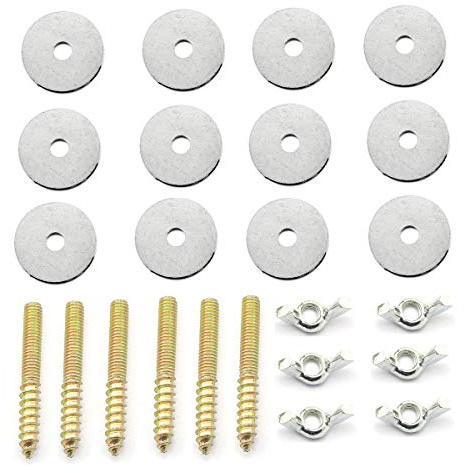 Pro Bamboo Kitchen 6pcs M6 Hanger Bolts Double Headed Screws with Wing Nuts and Flat Washers Fixed Screws for Hamster Springboard Station Board Bird Cage Pole