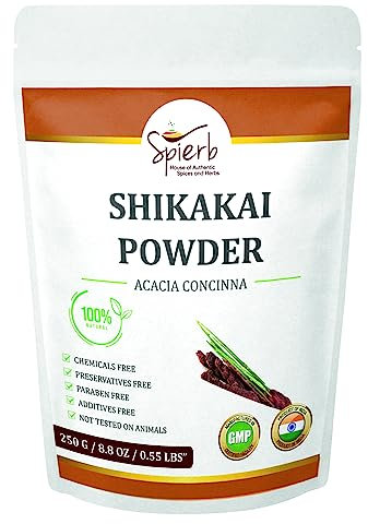 Spierb Polvere di Shikakai 250g - Acacia Concinna – Cura Ayurvedica Naturale per Capelli – 100% Vegetale – Senza Additivi – Per Capelli Lucenti e Cuoio Capelluto Sano – Confezione Richiudibile