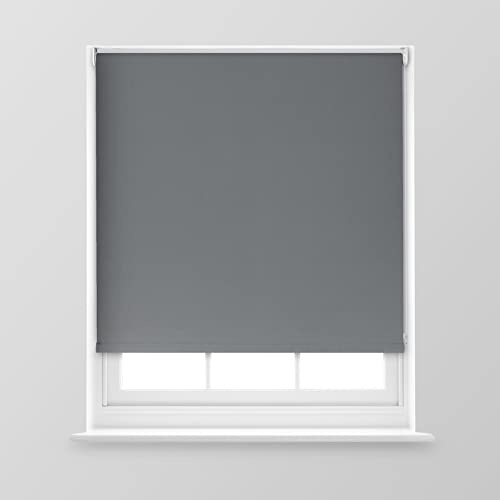 A.Unique Home Premium Trimmable Thermal Blackout Roller Window Blind in a Variety of Colours and Sizes Ideal for any Room - 6FT - Charcoal - 180cm (W) x 170cm (L) | 70.8 (W) x 66.9 (L)