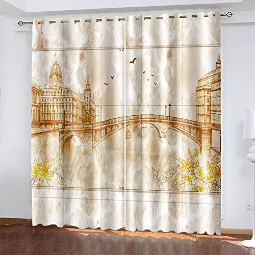 AMDXD Cortina de poliéster champán, 264 x 183 cm