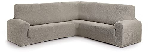 Milica Husse für symmetrisches Ecksofa | Superelastischer Stoff, perfekte Passform und Rundumschutz | Waschbare elastische Husse, rutschfest und weich – Farbe: Dunkelbeige, Größe Normal (bis 450 cm)