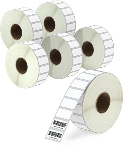 BETCKEY - 25mm x 13mm(1 in x 0,5 in) Perforées Petites Étiquettes Thermiques Compatible avec les imprimantes Zebra et autres [6 Rouleaux/14580 Étiquettes]