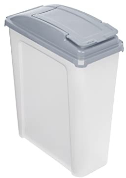 25L Slimline Bin Heavy-Duty Clear/Cool Grey Plastic Recycling Bin with Flap Lid Kitchen Garden Waste Rubbish Bins Dustbin for Kitchen, Bathroom, Bedroom, Storage of Animal Feed (Clear)