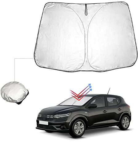 BIBIBO Copri parabrezza auto compatibile con Dacia Sandero 3 / Sandero Stepway III/Jogger 2021-2025, parasole auto per parabrezza anteriore pieghevole