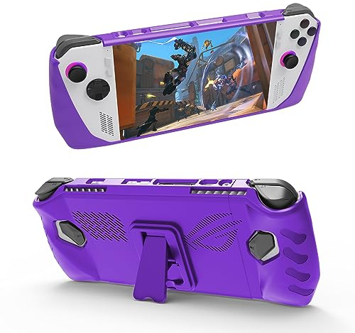 Zhixteu Gaming Case for ROG Ally, TPU Shockproof Ultra-Thin Soft Cover Non-Slip Scratch-Resistant Protective Cover for ASUS Ally Gamings Handheld Console (Purple)
