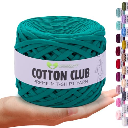 MeriWoolArt® Premium Baumwolle zum Häkeln und Makramee, 10 mm x 110 m Qualität Baumwollgarn, T-Shirt Garn für Handtasche, Teppiche, Pflanzenkörbe, Wurfkissen und Makramee-Wandbehang oder Geschenkband
