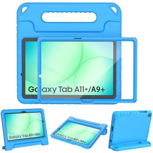 TOPWANT Case for Galaxy Tab A11+ Plus/A9+ Plus 11 inch 2025/2023, Blue | Built-in Screen Protector, Shockproof Lightweight Convertible Handle Protective Cover, Stable Stand