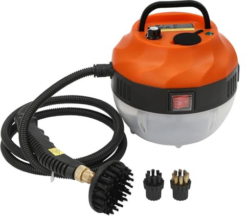 TaNeHaKi Tragbarer Dampfreiniger, hohe Temperatur, Dampfreiniger, 6 Geschwindigkeitsstufen, verstellbar, manueller Dampfreiniger 105 ℃/221 ℉, Hochtemperaturdampf, um alles zu reinigen, 1600 W (Orange)