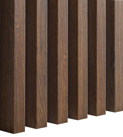 Premium 3D Slats 12 pièces - Panneaux muraux acoustiques, Vertical, Longueur 275 cm, Largeur 2,9 cm, Profondeur 4 cm Panneaux en bois, panneaux muraux, aspect bois, mur à lattes