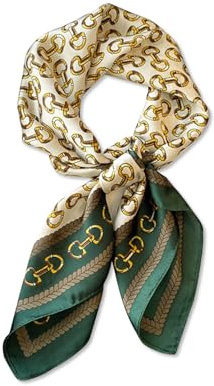 LumiSyne Skinny Seidenschal Damen Schmale Lange Halstuch Vintage Geometrisch Buchstaben Gedruckt Bunte Malerei Muster Satin Kleine Seidentuch Multifunktionales Kopfschmuck Haarschal Griff Wrap Ribbon