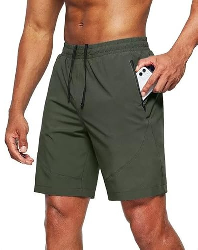 Tansozer Sportshorts för män snabbtorkande korta byxor, Armégrön, 3XL