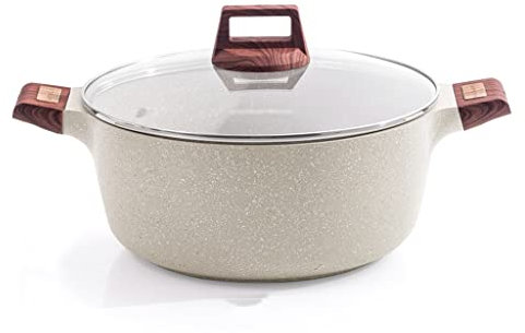 Casseruola, pentola in pietra, Casseruola Antiaderente Casseruola for Stufato Domestico Casseruola Con Coperchio Pentola Speciale for Pentola for Zuppe (Colore : Bianca)(28 * 12cm)