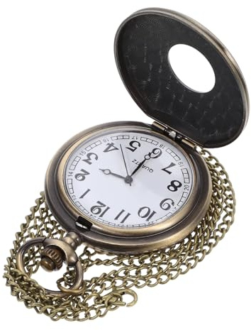 LIFKOME Taschenuhr Gold Vintage mit Doppelanzeige Römischen Ziffern Klappdeckel Kunststoff und Metall Dekorativ für Damen und Herren