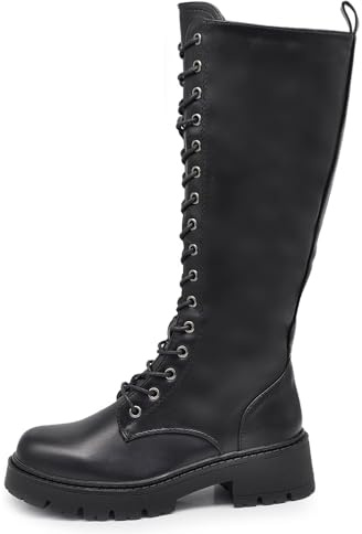 IF Fashion Scarpe Combat Anfibi Militari Stivali Alti da Donna Platform G691