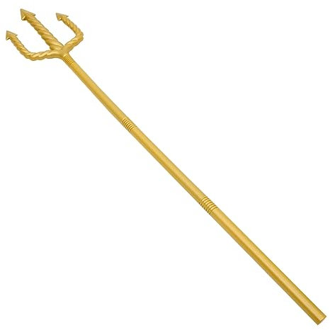 TENDYCOCO Il Tridente Di Nettuno Puntello Cosplay Tridente Del Gioco Di Ruolo Forchetta Demoniaca Film Halloween Costume Da Forchetta Gigante Mantello Da Pipistrello Plastica Golden