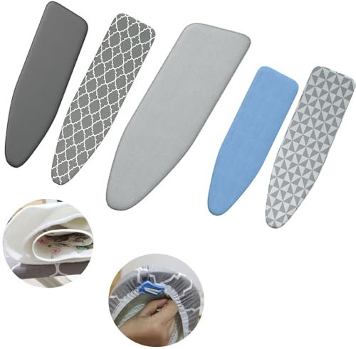 YFQYRB Bügelbrettbezug und gepolstert for 90x30cm, 100x34cm, 110x34cm, 120x38cm Bügelbretter, Baumwolle Komfortpolster, mit Wärmereflexion(Gray,36x12inch)