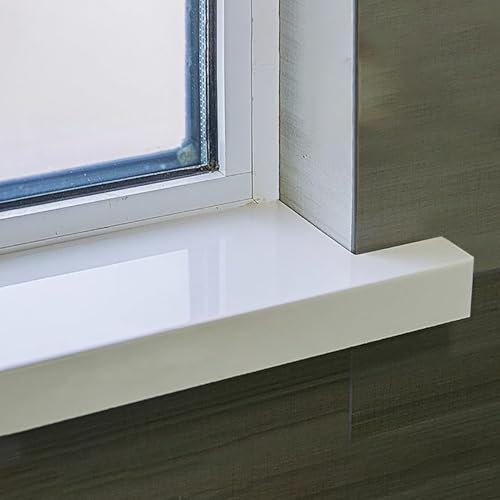 Appui de fenêtre Protecteur Blanc Brillant Élargissement Protecteur de Rebord de Fenêtre, Couverture Décorative de Baie Vitrée pour Cuisine, Comptoir Lisse Panneaux D'extension de Rebord de Fenêtre(18
